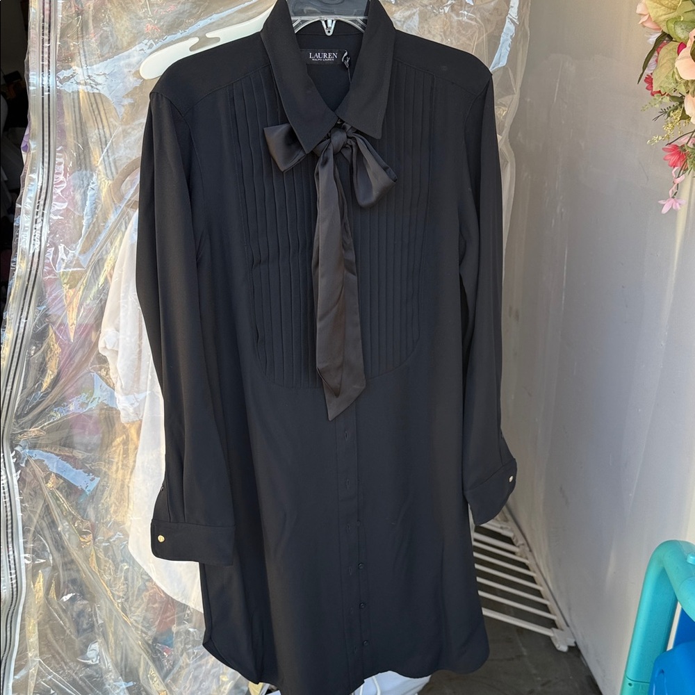 Ralph Lauren Black Dress Shirt with Tie Accent